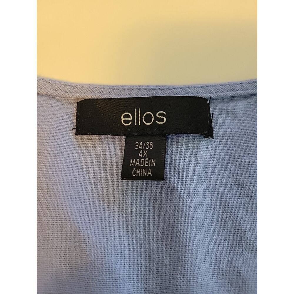 Ellos Linen Rayon Blue Lagenlook Oversized Button Up Tunic Top Women's Plus 4X - Picture 12 of 13